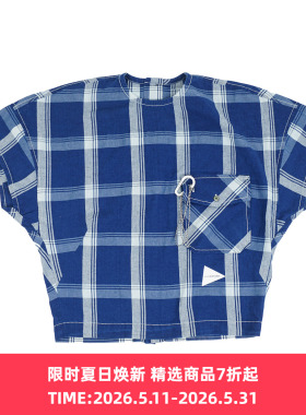 and wander indigo check pullover 女装透气抗皱机能性短袖上衣