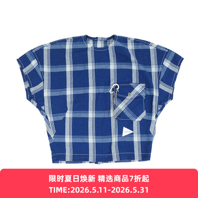 and wander indigo check pullover 女装透气抗皱机能性短袖上衣