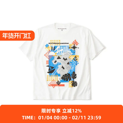 White Mountaineering 白山 MAP T-SHIRT 地图印花圆领短袖T恤