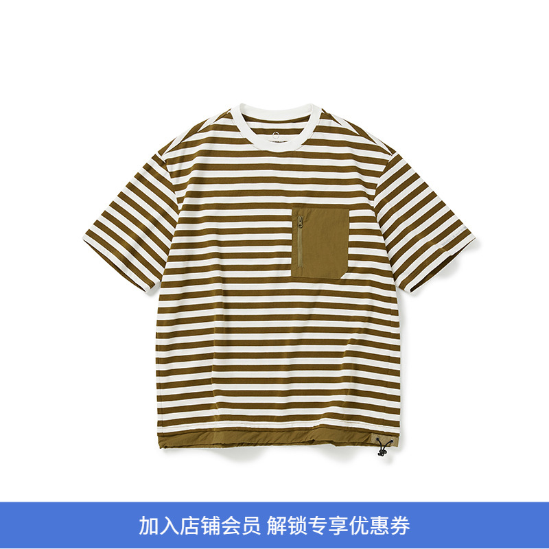 WHEELS and WIND 速干廓形短袖条纹圆领T恤 男女TEE