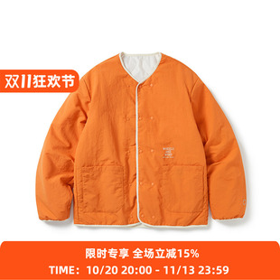 WHEELS and WIND抗静电材质男女中性双面夹棉防泼水无领棉服外套