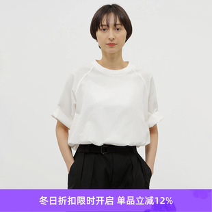 OUT COTTON LINEN MHL 棉麻混纺水洗廓形短袖 WASHED 女式 T恤 Tee