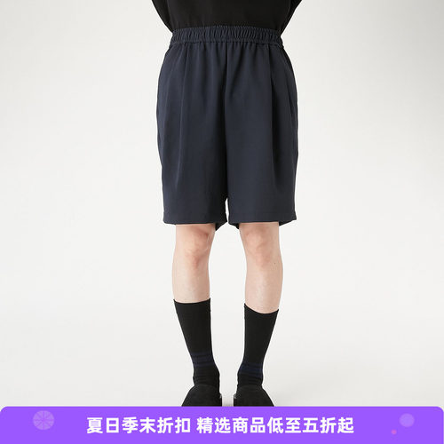 N.HOOLYWOOD 2TUCK EASY HALF PANTS 男装轻量透气面料宽松短裤