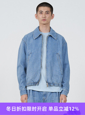 YOKE BLEACHED DENIM FRONT ZIP BLOUSON 复古石洗拉链牛仔夹克