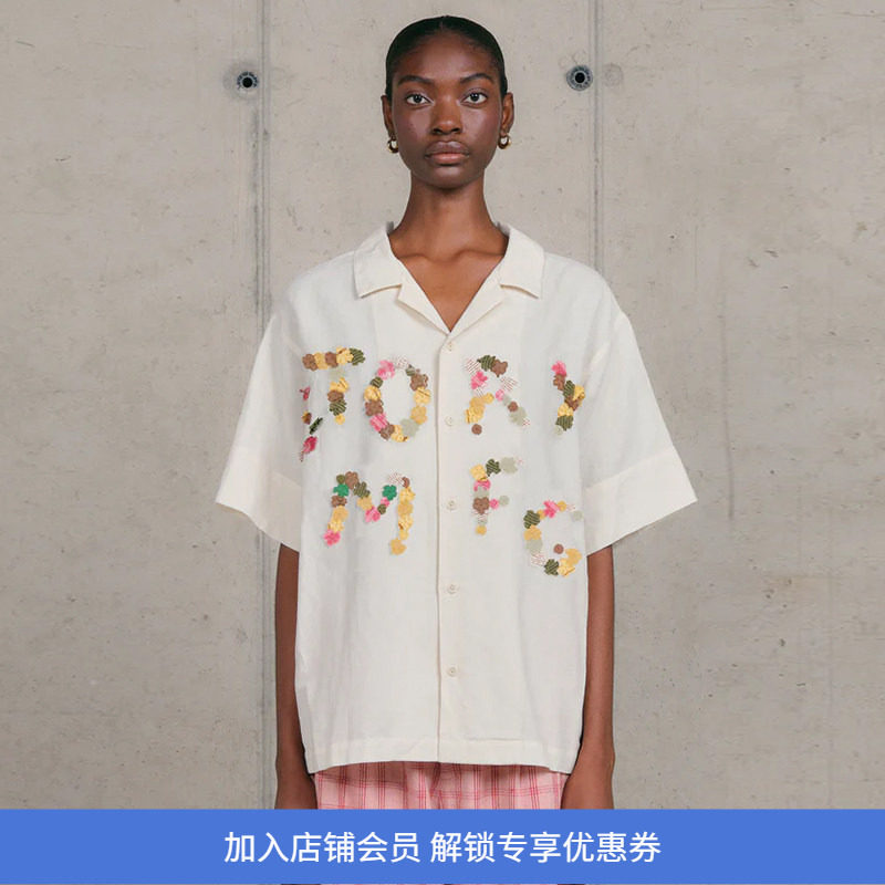 Story mfg GREETINGS SHIRT 男女款手工刺绣拼贴宽松短袖衬衫图片