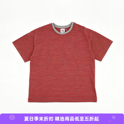 Howlin BOXY PARADISE 比利时制男装针织条纹圆领短袖T恤