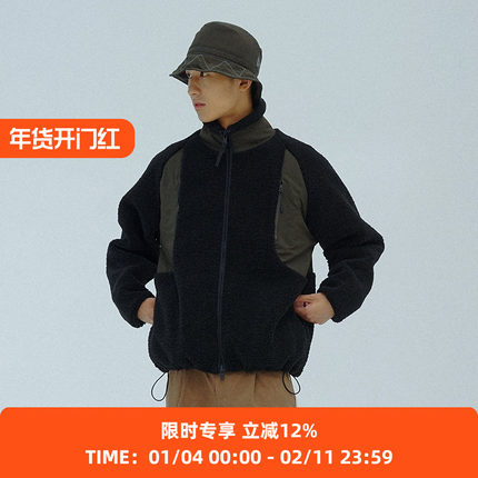 PRIMEE 男女款全拉链重磅羊羔绒立领廓形宽松秋冬夹克外套