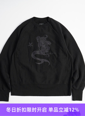 Engineered Garments Raglan Crew 美人鱼印花重磅复古圆领卫衣