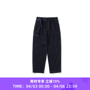 男女中性款 WHEELS and WIND 水洗牛仔机能性耐磨宽松锥形长裤