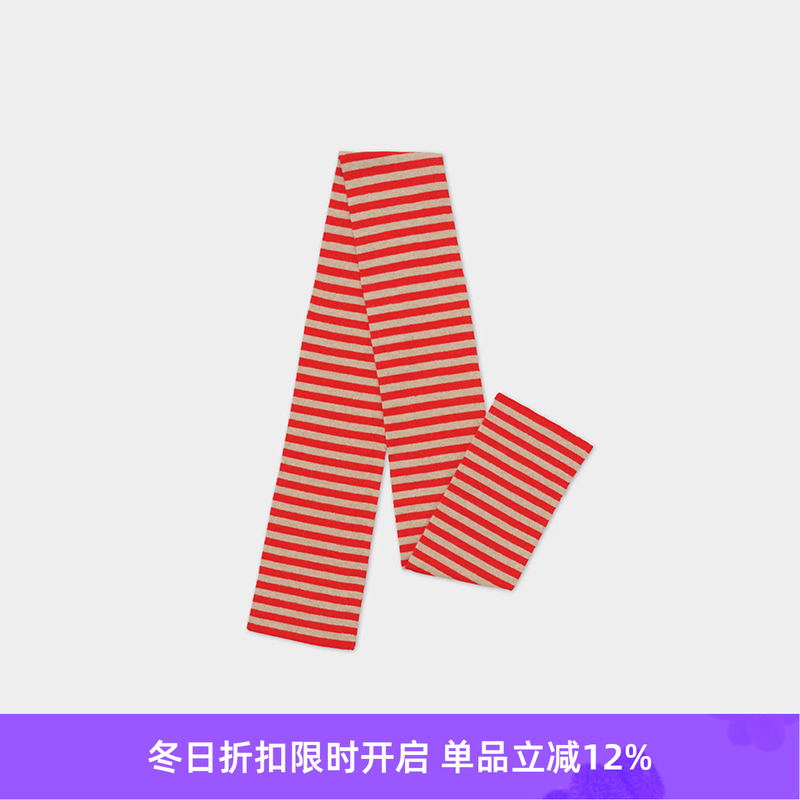 JO GORDON Smooth Narrow Stripe Scarf 羊羔毛彩色细条纹围巾