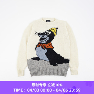 男女中性款 Howlin 刺绣羊毛马海毛圆领毛衣 FRIEND BEST NEW