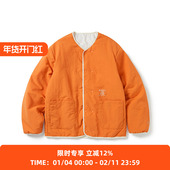 WHEELS and WIND抗静电材质男女中性双面夹棉防泼水无领棉服外套