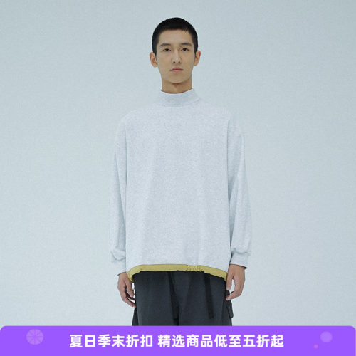 PRIMEE半高领拼接长袖T恤