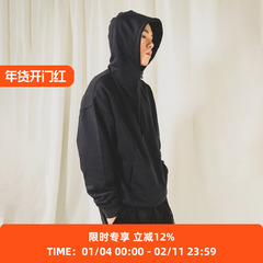 PRIMEE ELBOW PATCHED PULL OVER HOODY 工事风连帽卫衣 纯色帽衫