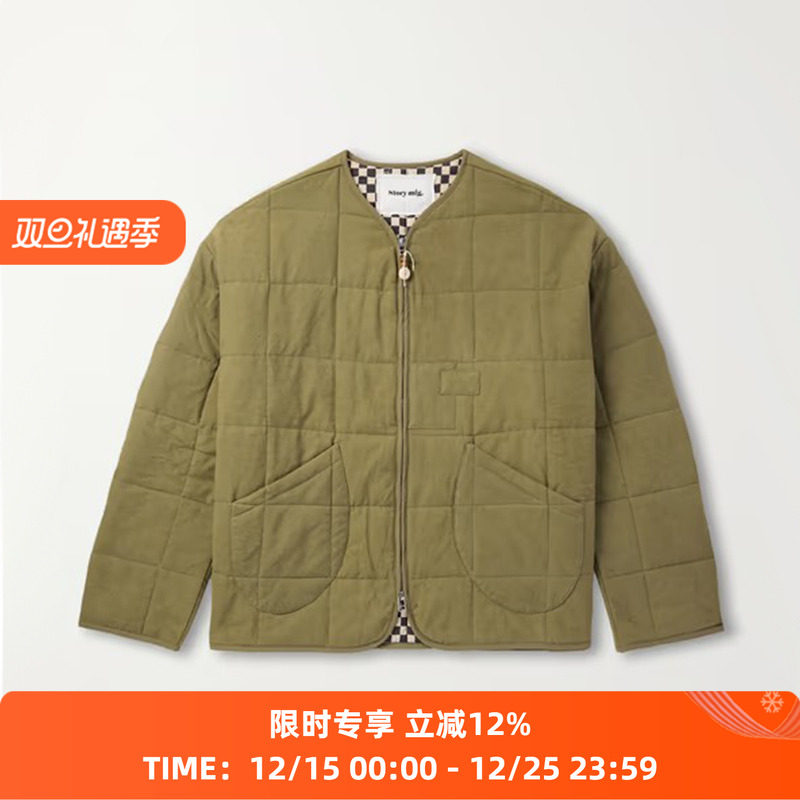 Story mfg TELLUS JACKET 天然染色拼接串珠无领夹克外套