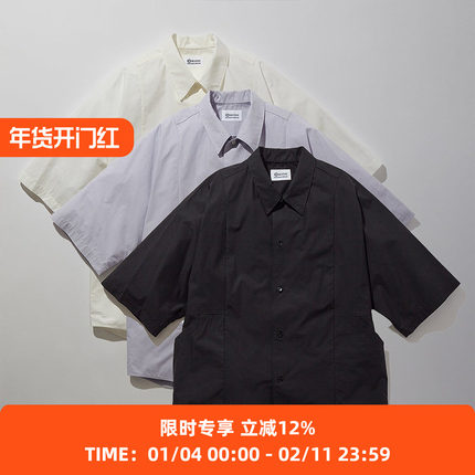 KUON Kite Shirt 高密度编织奢华精梳棉面料短袖宽松衬衫