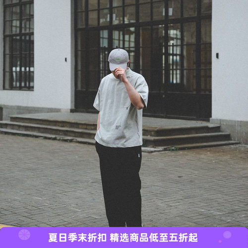 PRIMEE磅棉宽松纯色短袖口袋T恤