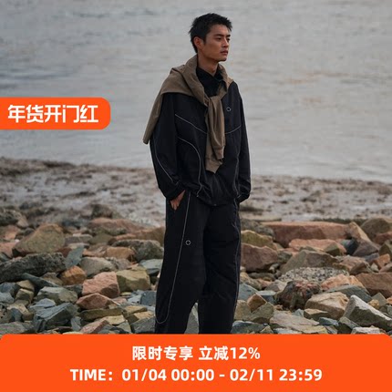 WHEELS and WIND 男女款 机能性反光嵌条运动长裤