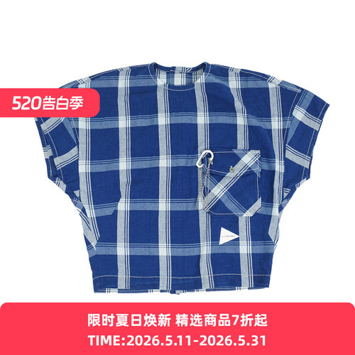 and wander indigo check pullover 女装透气抗皱机能性短袖上衣