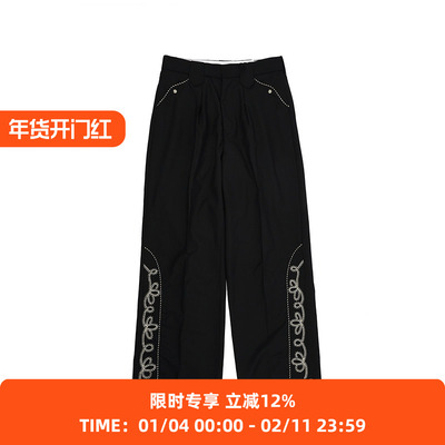 DAIRIKU刺绣羊毛阔腿裤