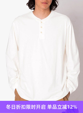 hobo L/S HENLEY NECK TEE COTTON 复古水洗天竺棉亨利领长袖T恤