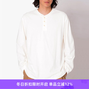 HENLEY NECK TEE hobo 复古水洗天竺棉亨利领长袖 COTTON T恤
