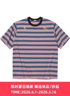 kolor BEACON Tee 条纹拼色圆领短袖T恤