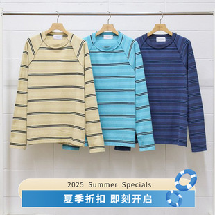 RAGLAN 再生棉插肩袖 TEE 條紋拼接長袖 UNUSED T恤 BORDER