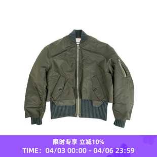 Knit YOKE Connected Rib 不规则拼接军事风飞行夹克 Flight