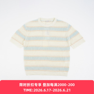 INSULAiRE 岛民 Atoll T-Shirt 和纸人造丝针织条纹圆领短袖T恤