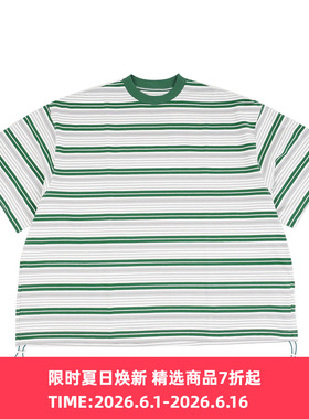 is-ness Border Balloon T-Shirt 条纹宽松气球圆领短袖T恤