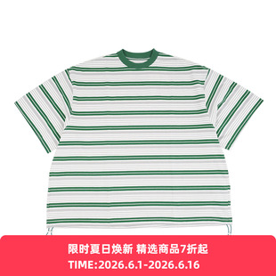 is-ness Border Balloon T-Shirt 条纹宽松气球圆领短袖T恤