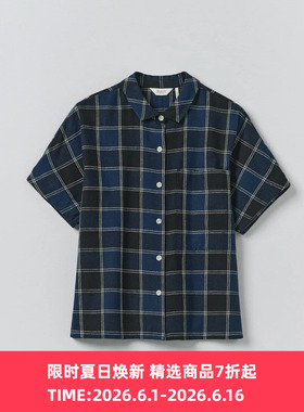 TOAST Market Check Cotton Linen 女装有机棉麻混纺格子衬衫