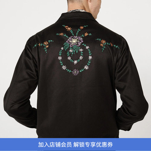 YMC丝棉混纺花朵刺绣夹克外套