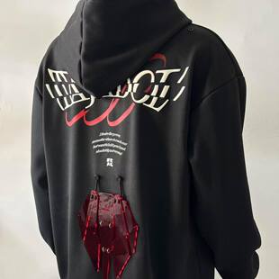 seal原创 鸟联组可拆卸400g高品质重磅宽松兜帽卫衣