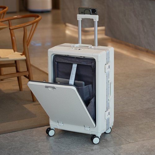 2025新品前置开口拉杆行李箱出差20登机男学生铝框女密码多功能