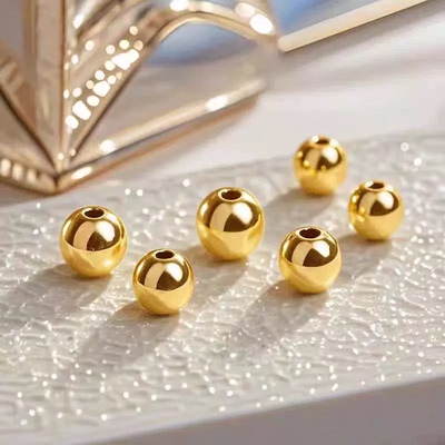水贝黄金足金999光面小金珠黄金转运珠手链手串DIY小金圆珠金首饰