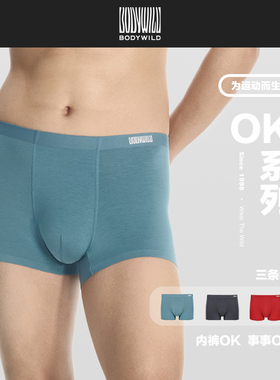 BODYWILD24新款OK裤粘合包腰平角裤3件包男士内裤莫代尔ZBN23AA5