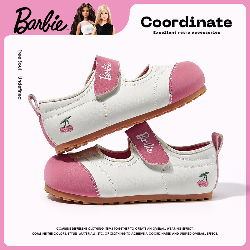 芭比童鞋女童泡芙单鞋2026新款春秋平底玛丽珍公主鞋儿童运动鞋子