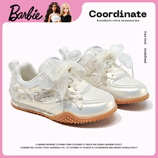 芭比童鞋女童运动鞋2025新款秋季小女孩休闲鞋时尚软底儿童鞋子