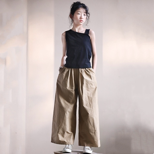 大女童阔腿裤夏装薄款长裤纯棉大脚裙裤2024韩版新款宽松休闲裤潮