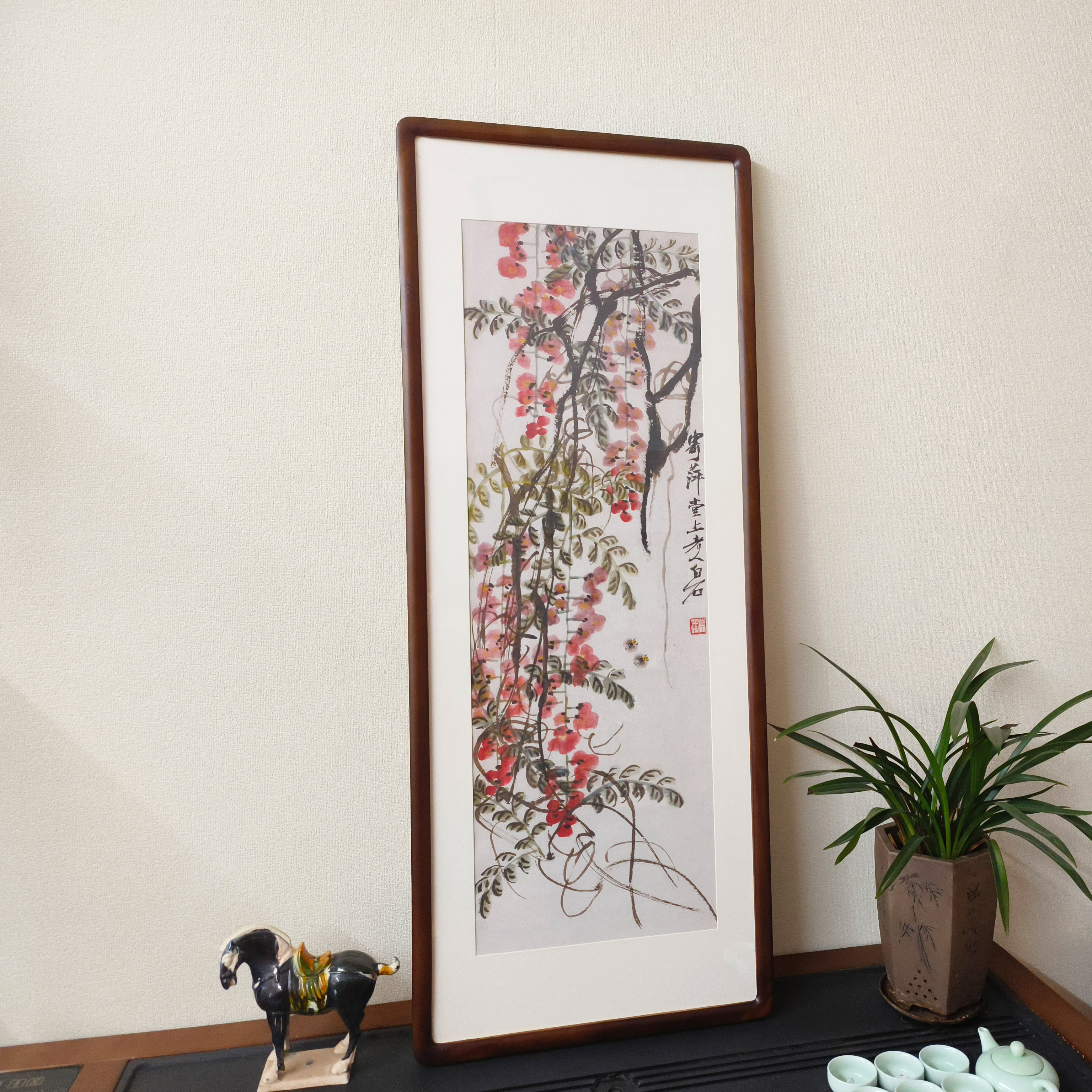 齐白石紫藤国画新中式有框壁画