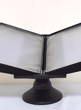 卓鸣翻页文件架A4台式20页资料档案展示架360deg旋转黑色文件夹宣传介绍菜单资料夹台式翻页文件夹活页插页