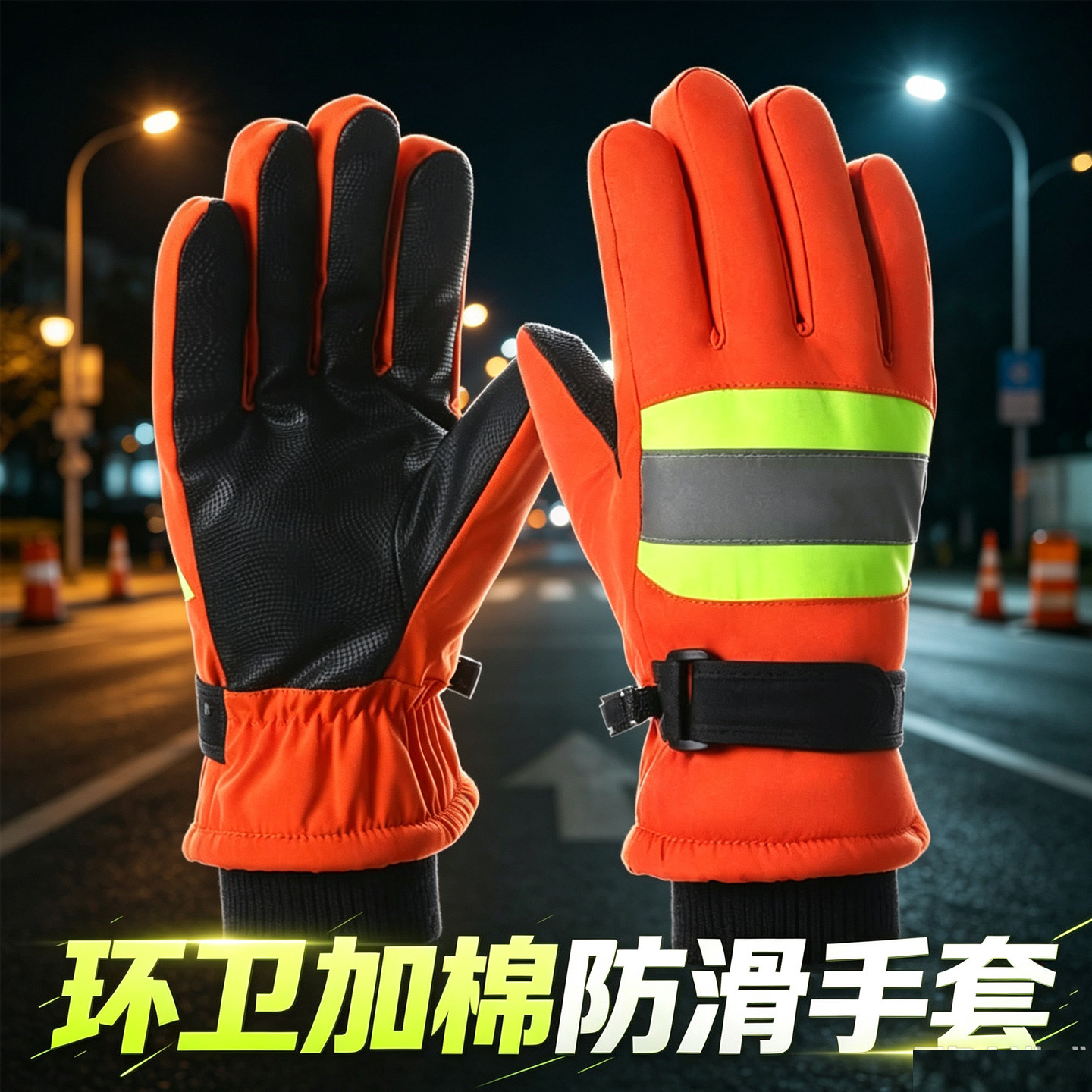 冬季环卫工人保暖棉手套反光冷库铁路加厚防水防寒加绒劳保棉手套