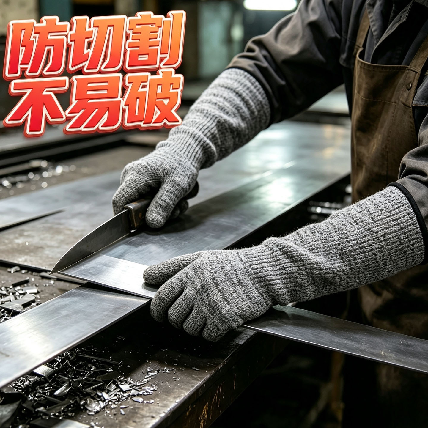 加长防割手套护臂一体5级玻璃厂防毛刺割伤割伤屠宰金属划伤护袖