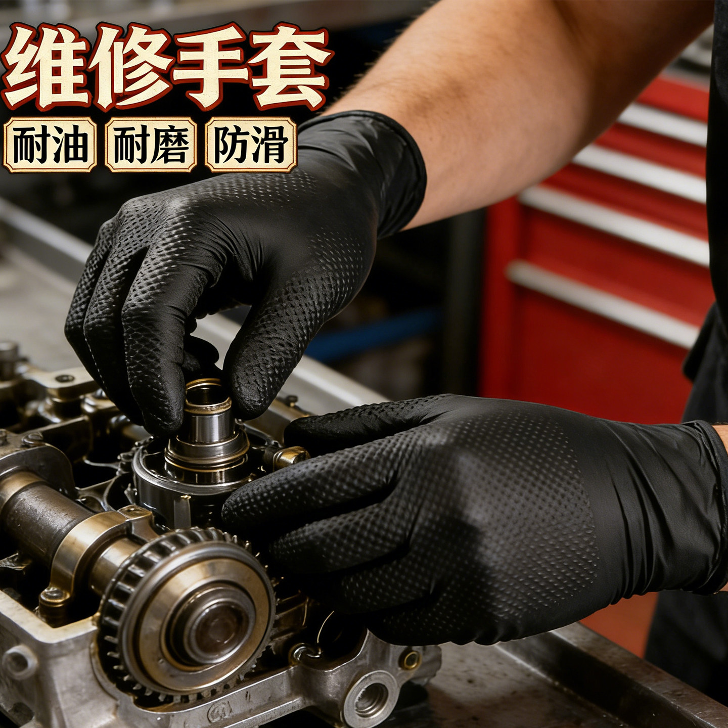 维修专用手套修车丁腈汽修汽车防水防油加厚耐磨橡胶一次性耐用型