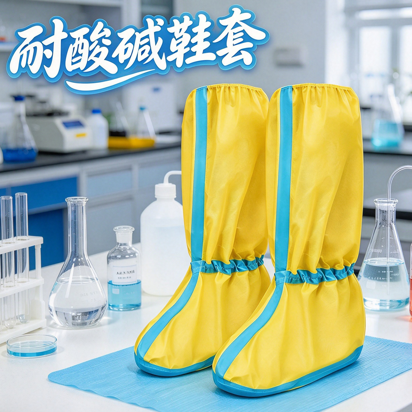 耐酸碱鞋套工业化学防腐蚀实验室喷漆防水防油车间防粉尘加厚鞋套