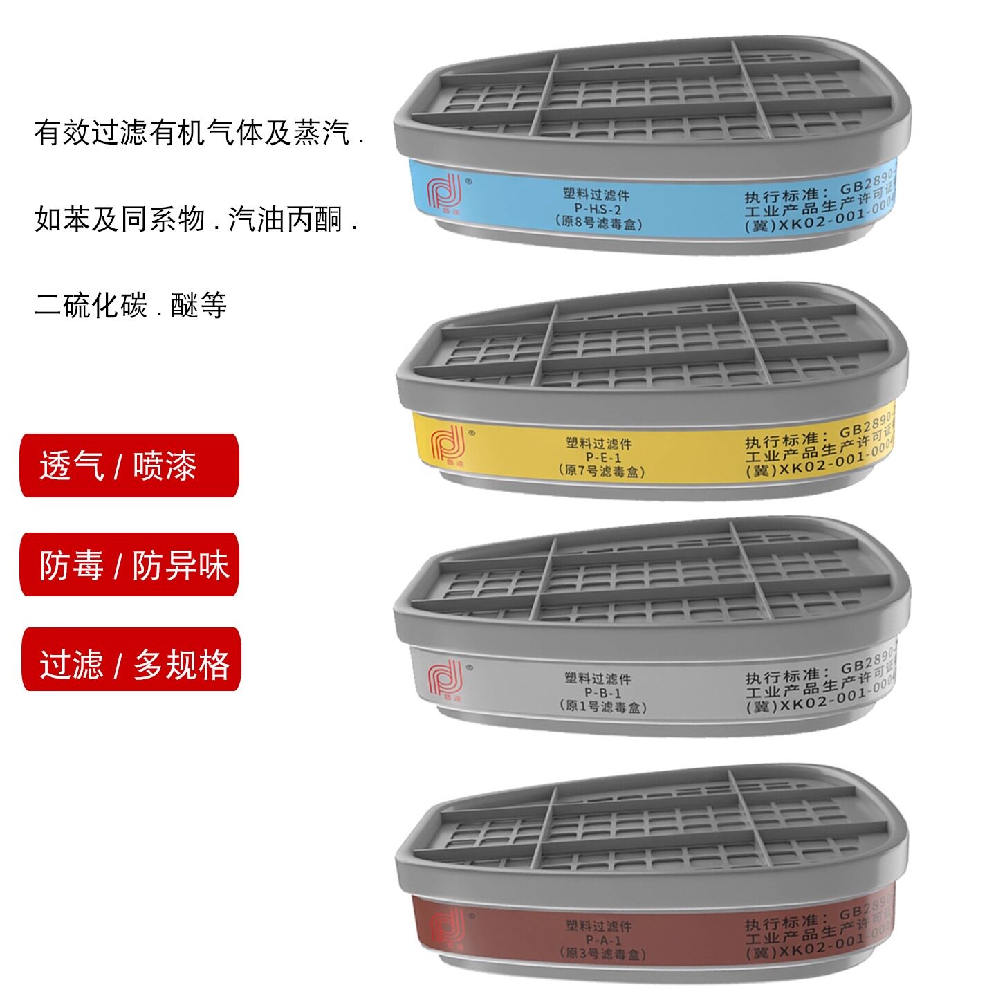 防毒面具配件过滤盒梯形3号4号7号工业有机气体活性炭防尘滤芯棉