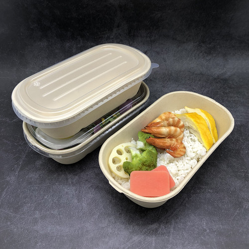 环保纸浆餐盒秸杆可降解沙拉盒一次性快餐盒850/1000ml西餐外卖盒