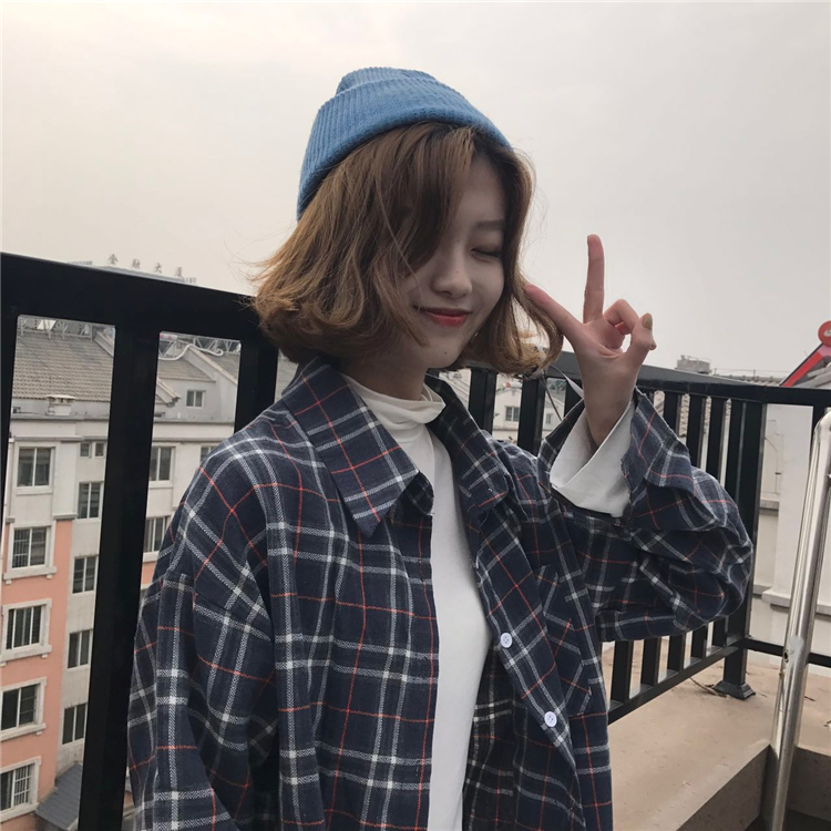 Real price photo ~ to test the new loose and versatile thin plaid shirt in autumn